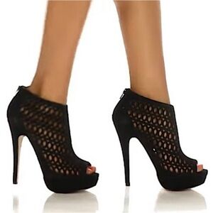 Aldo Fulginiti Laser Cut Open Peep Toe Cage Platform Shoes 9